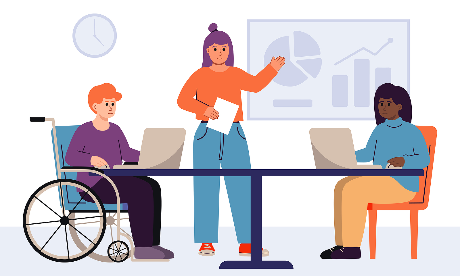 Inclusive Meeting. Vector Illustration In Flat Style